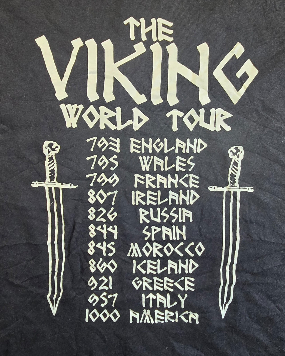 The Viking World Tour T Shirt XL Black Anvil Norse Viking Ship Double Sided Tee