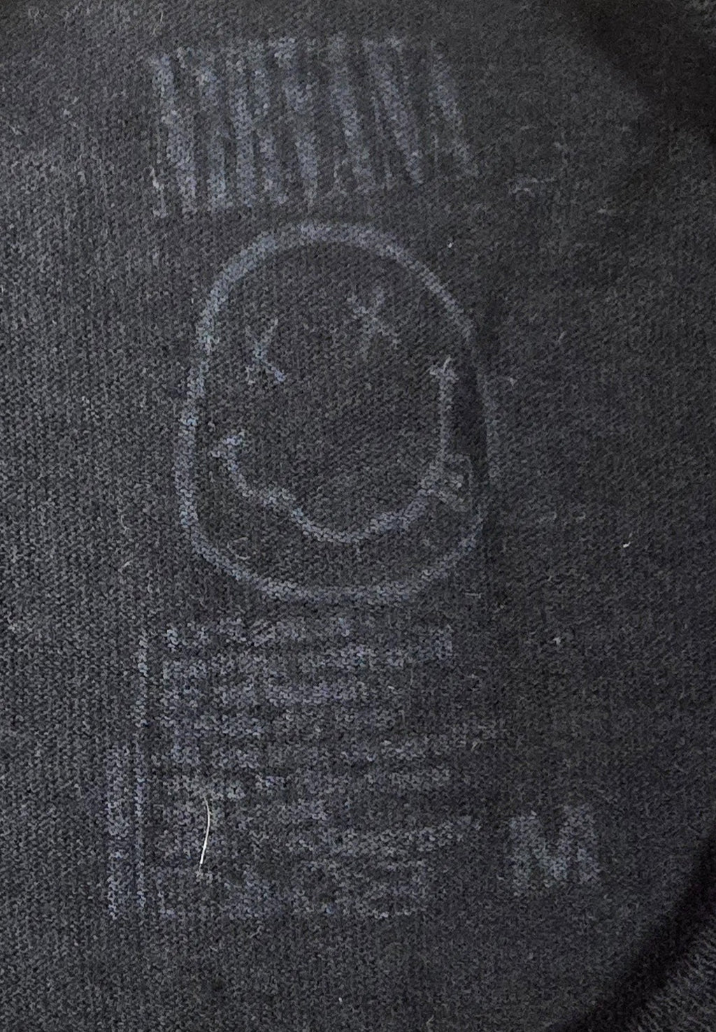 Nirvana T Shirt Large L Black Yellow Smiley Face Logo Grunge Rock Band Tee