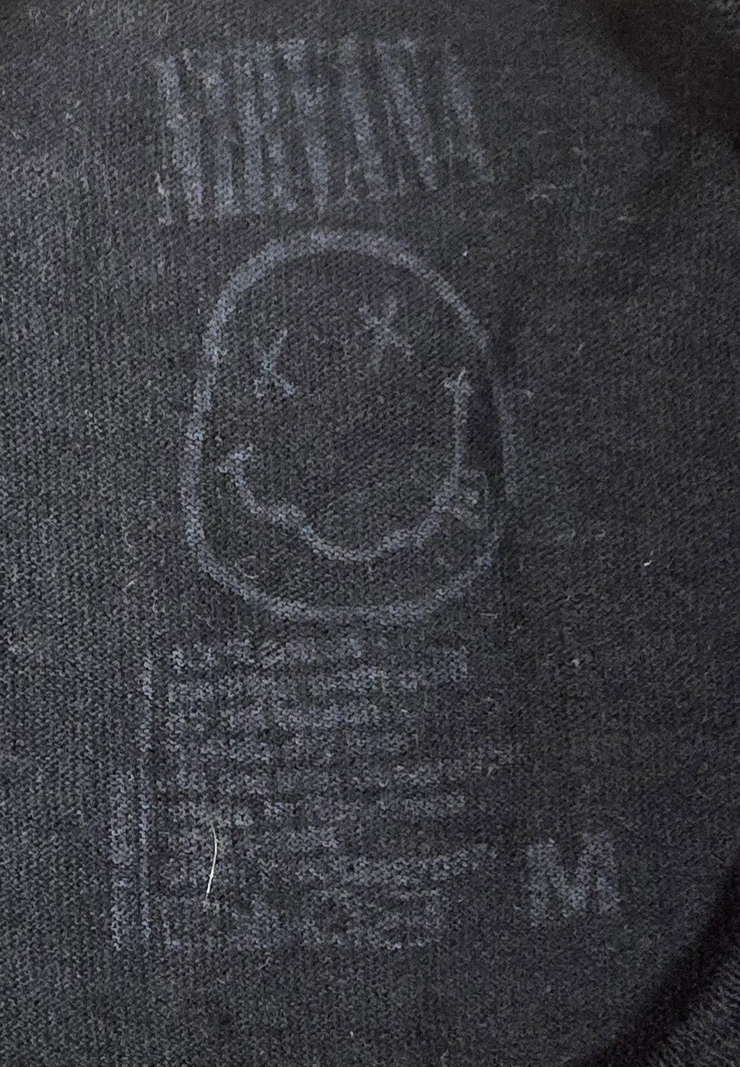 Nirvana T Shirt Large L Black Yellow Smiley Face Logo Grunge Rock Band Tee