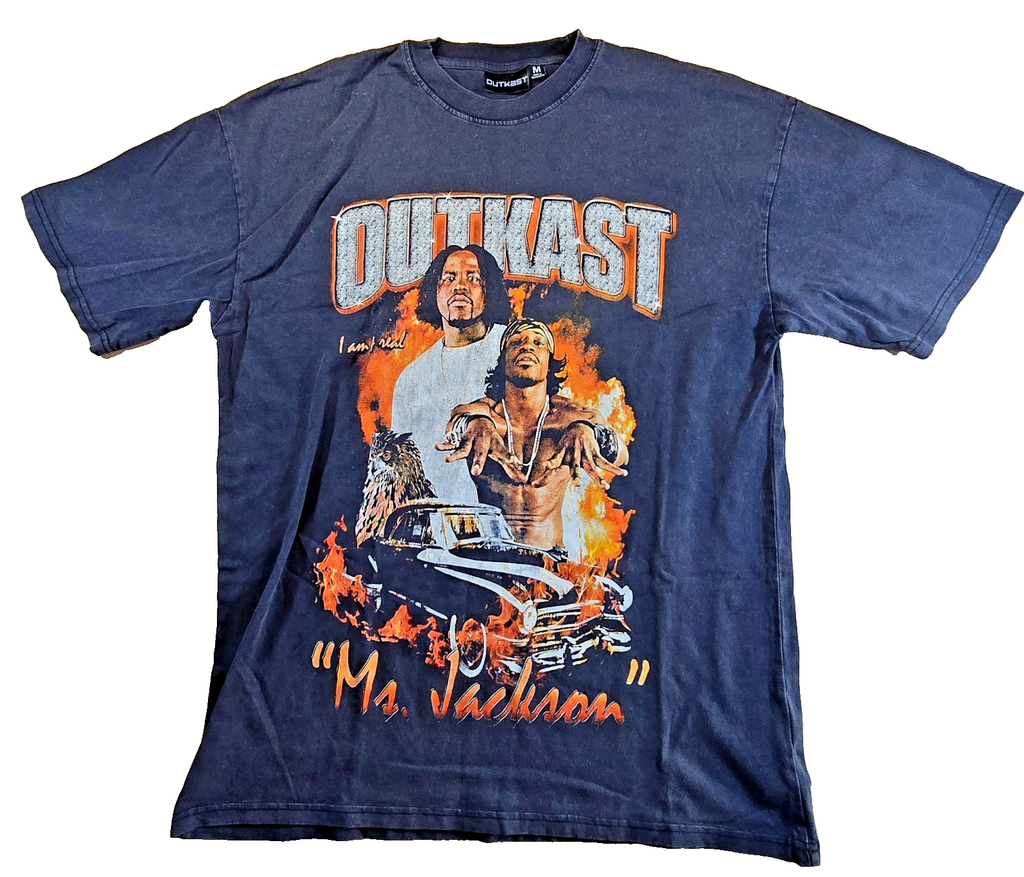 Outkast T Shirt Medium M Black Hip Hop Rap Andre 3000 Big Boi Graphic Tee