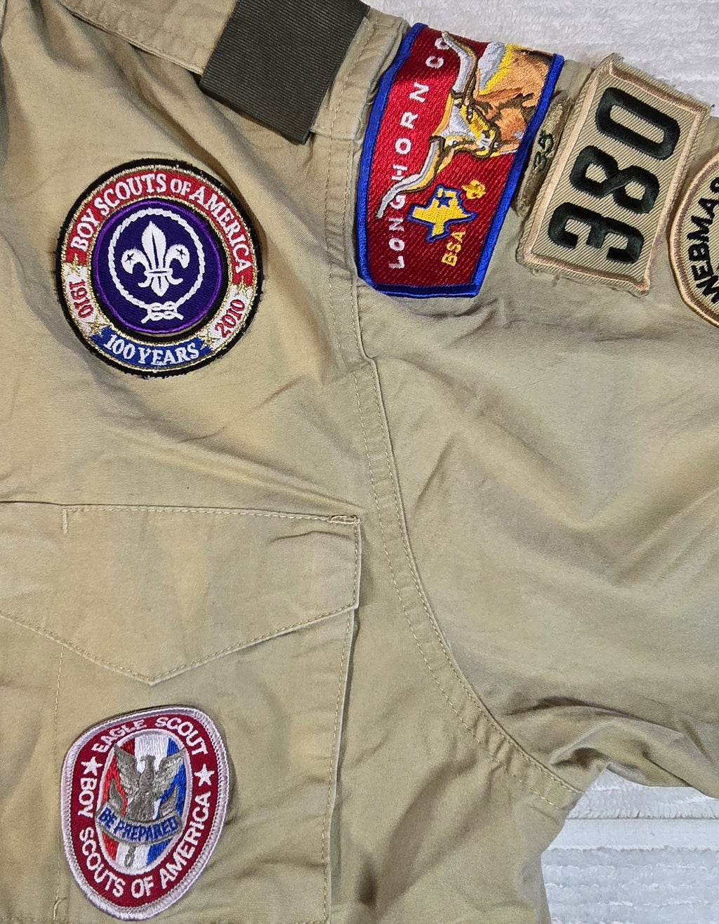 Boy Scouts of America BSA Eagle Scout Uniform Shirt Adult Small Patches Troop 38