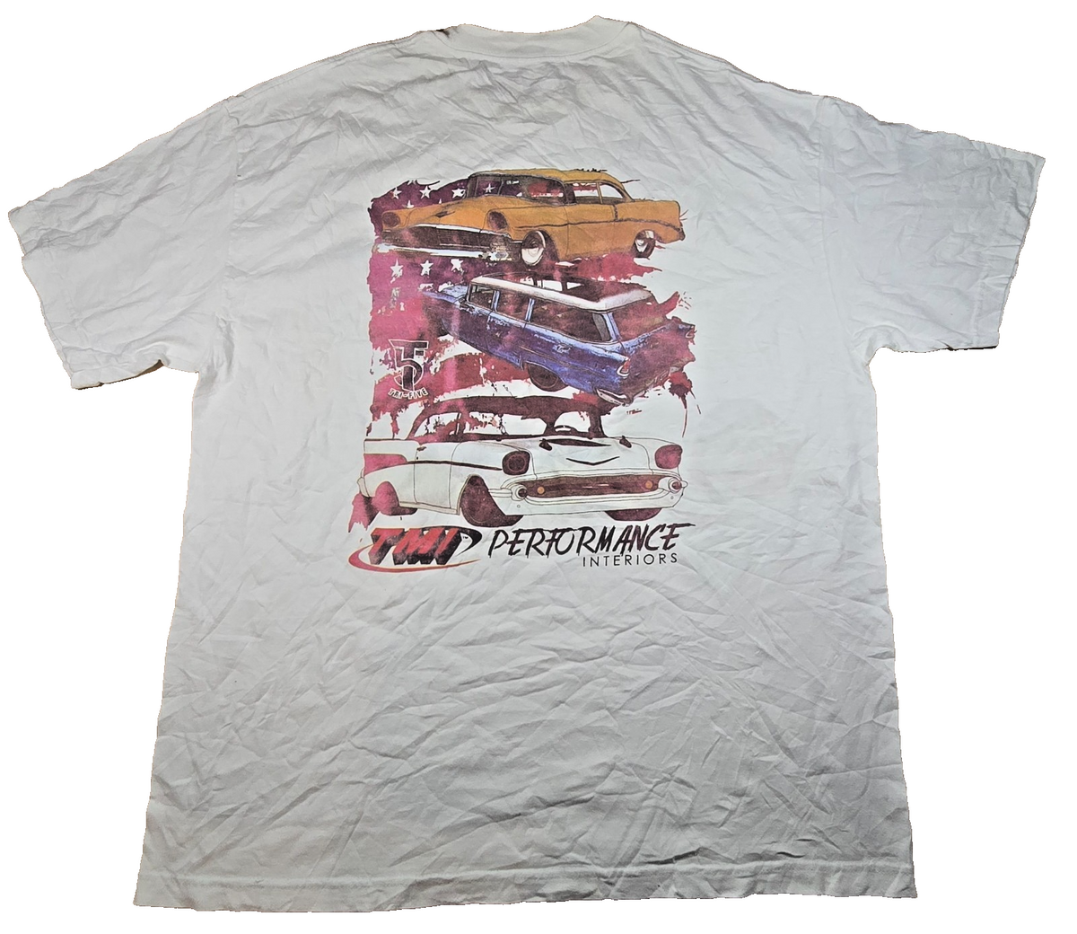 TMP Performance Interiors T Shirt White Classic Cars Hot Rod USA Graphic Tee