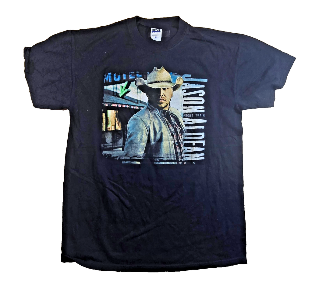 Jason Aldean Night Train Tour T Shirt Medium M Anvil Black Country Music Tee