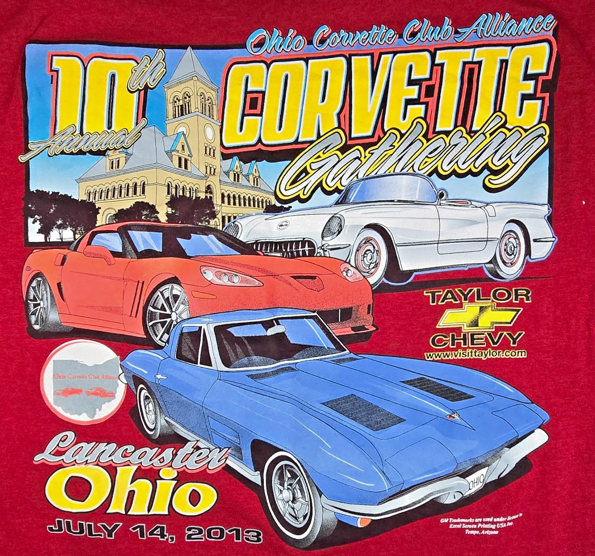 2013 Corvette Gathering T Shirt Gildan Ohio USA Chevy Corvette Car Graphic Tee M