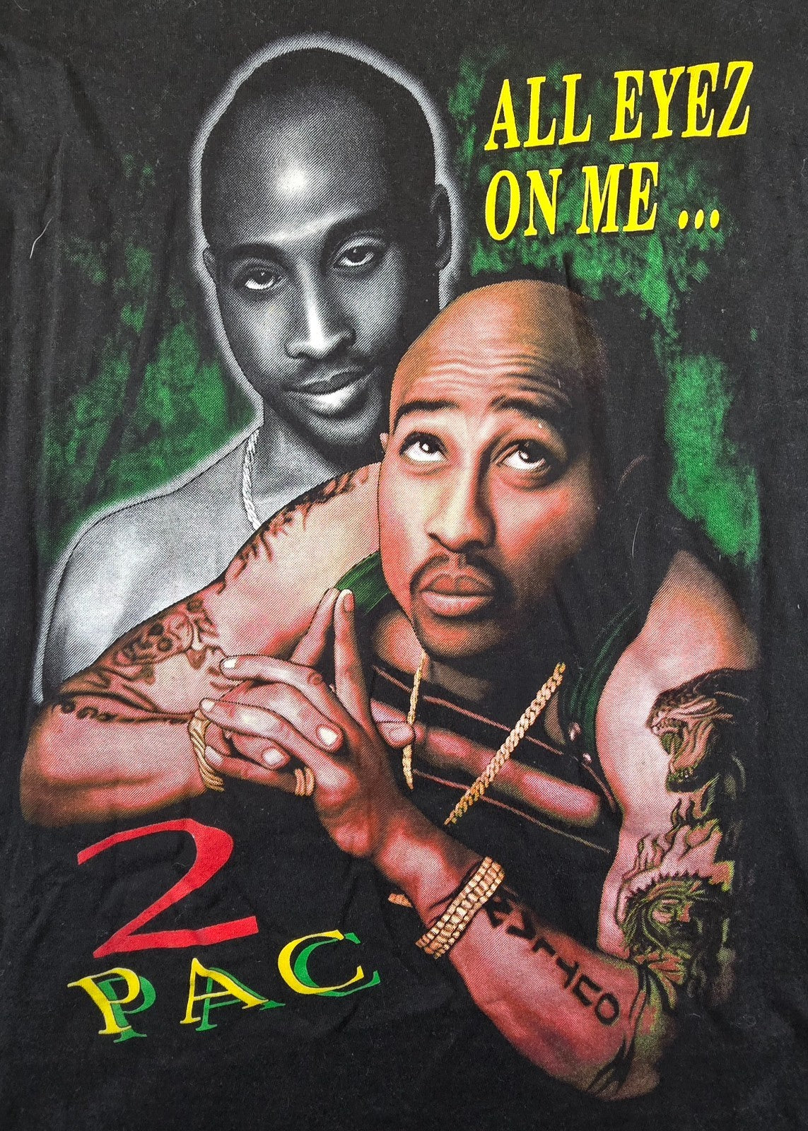 2Pac Tupac Shakur T Shirt 2XLarge  Black All Eyez On Me Rap Hip Hop Double Sided