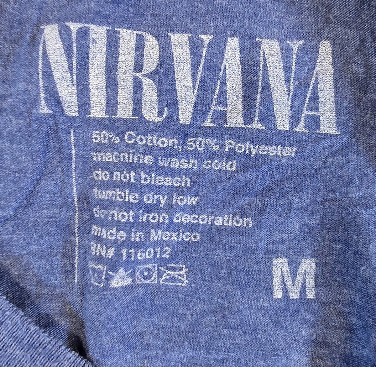 Nirvana T Shirt Medium M Blue Smiley Face Logo Grunge Rock Band 2016 Cotton