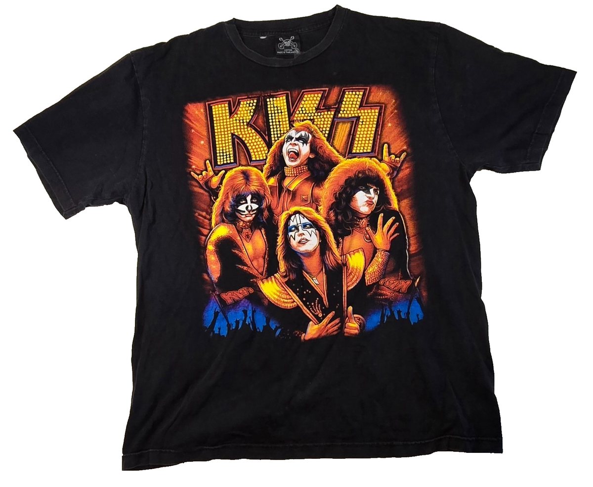 KISS Band T-Shirt Black Graphic Tee Rock Music Gene Simmons Vintage Style SizeXL