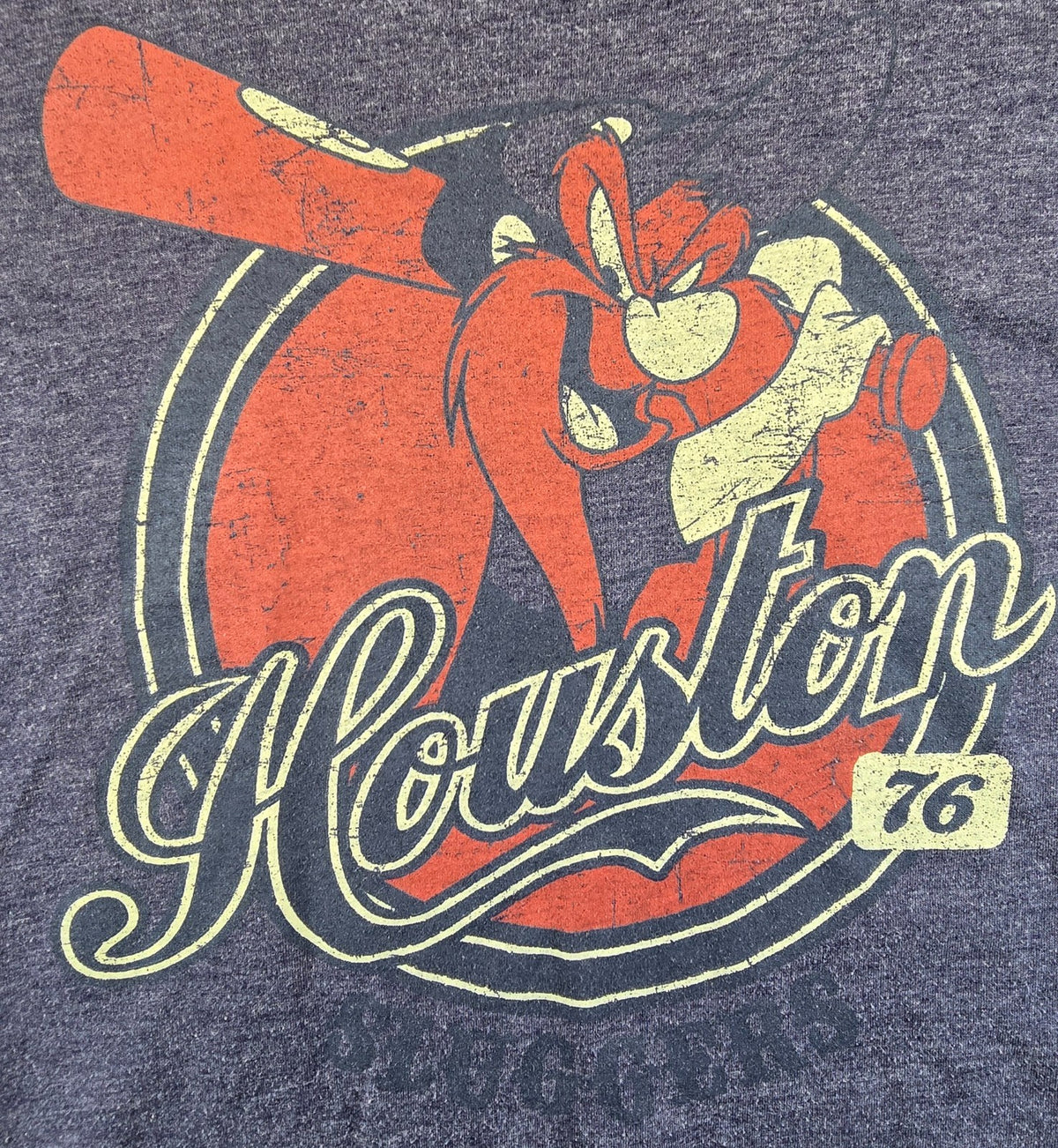 Looney Tunes Taz T Shirt Large L Houston 76 Blue Warner Bros Graphic Tee