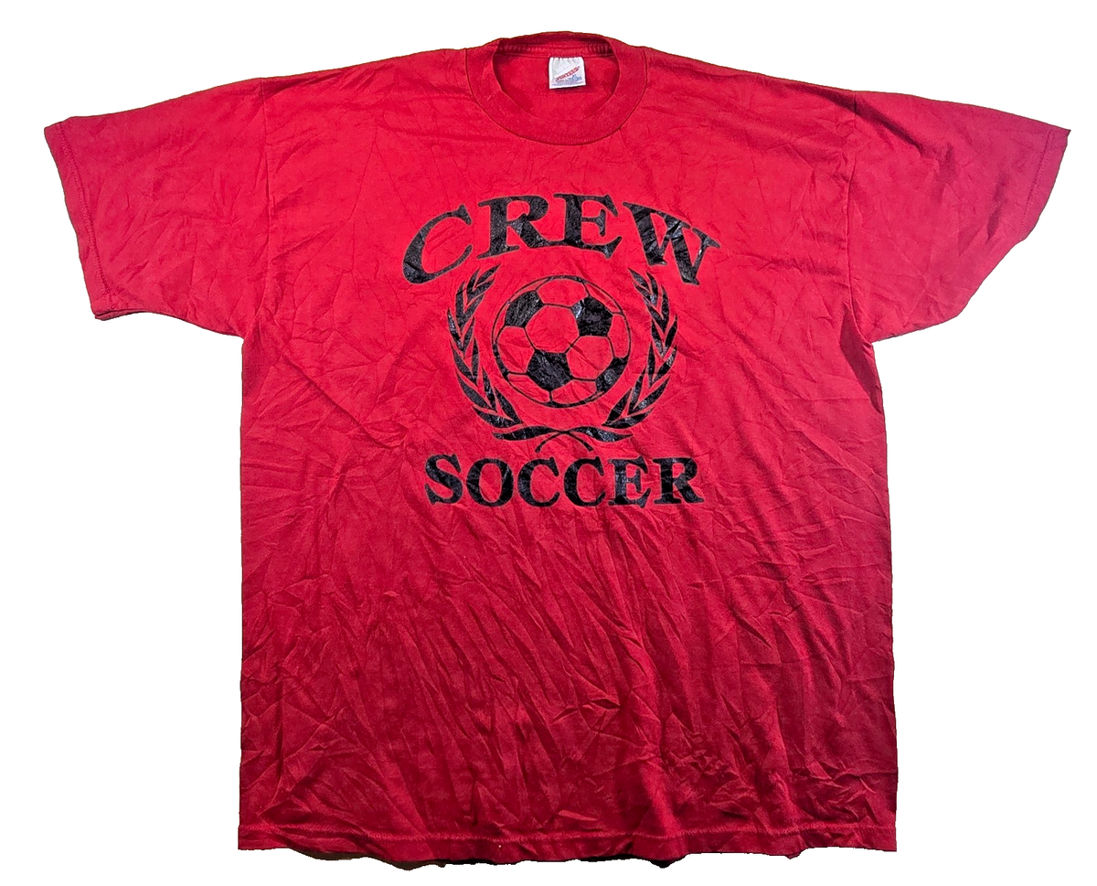 Jerzees Crew Soccer T Shirt XL Red Made In USA Russell Athletic Vintage Tee