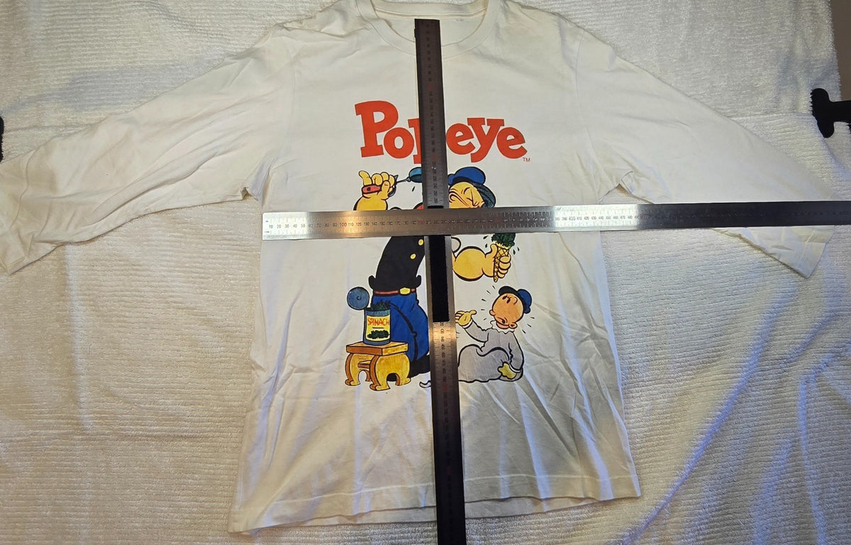 Popeye The Sailor Man T Shirt Mens Medium White Cotton Cartoon Graphic Retro Tee