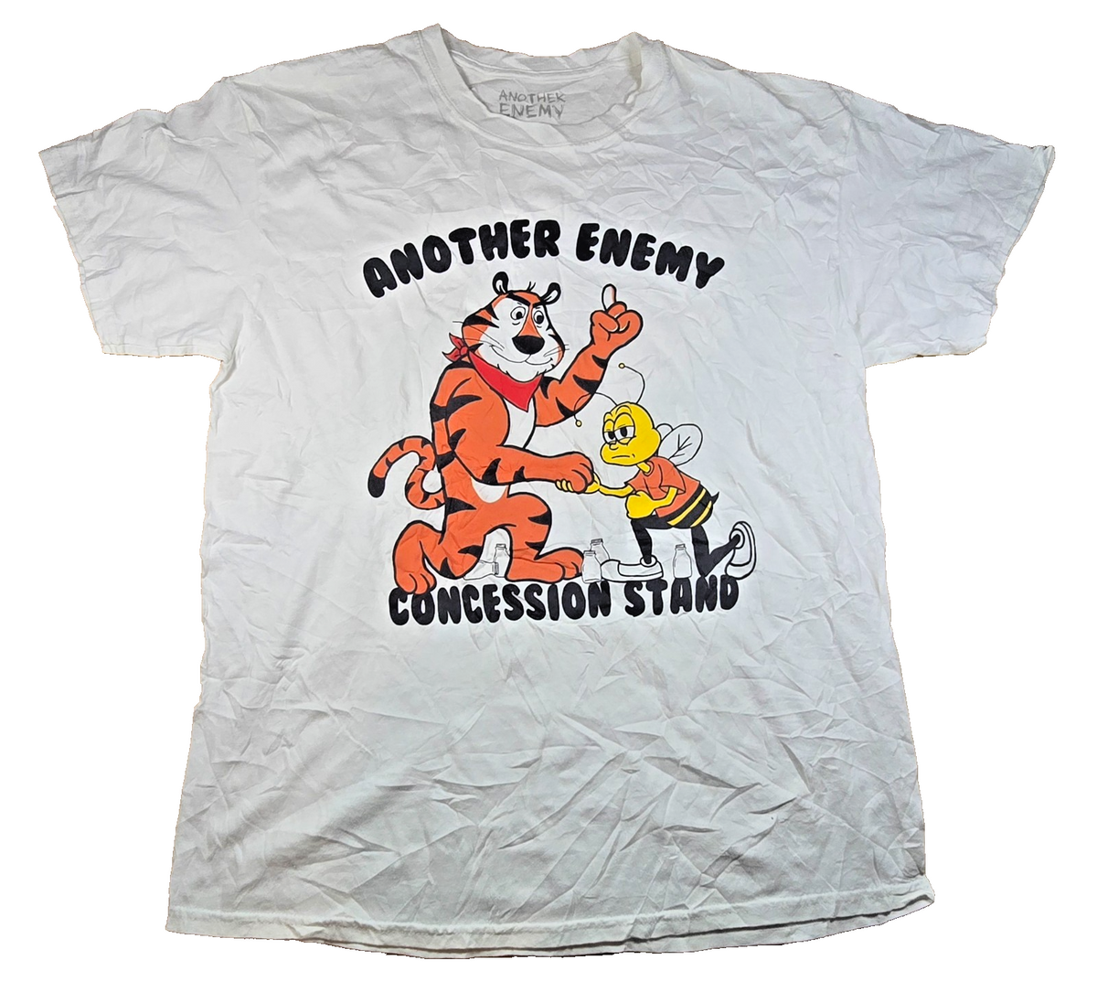 Another Enemy T Shirt Medium M White Tony Tiger Bee Concession Stand Graphic Tee