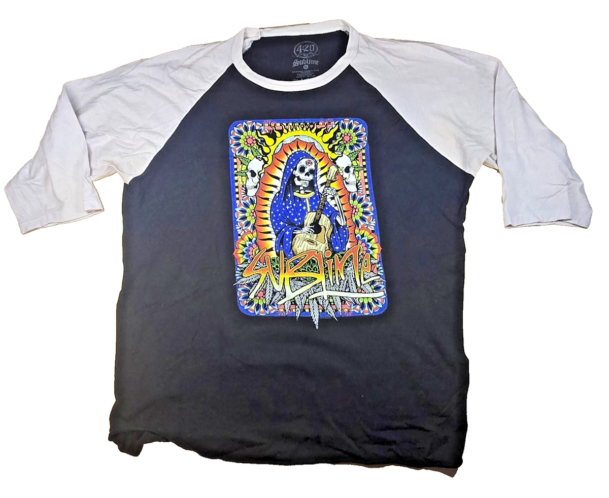 Sublime 4:20 XL T Shirt Skeleton Virgin Guitar Graphic Raglan Band Style Tee XLg