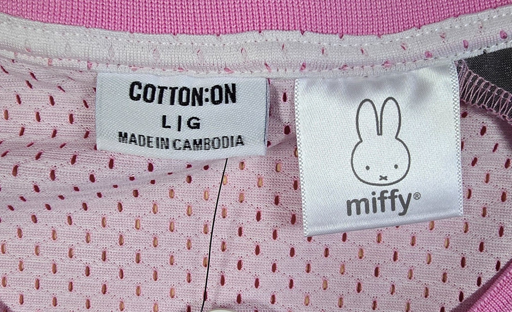 Miffy 70th Anniversary Pink Mesh Jersey T Shirt Large L Number 70 Bunny Retro