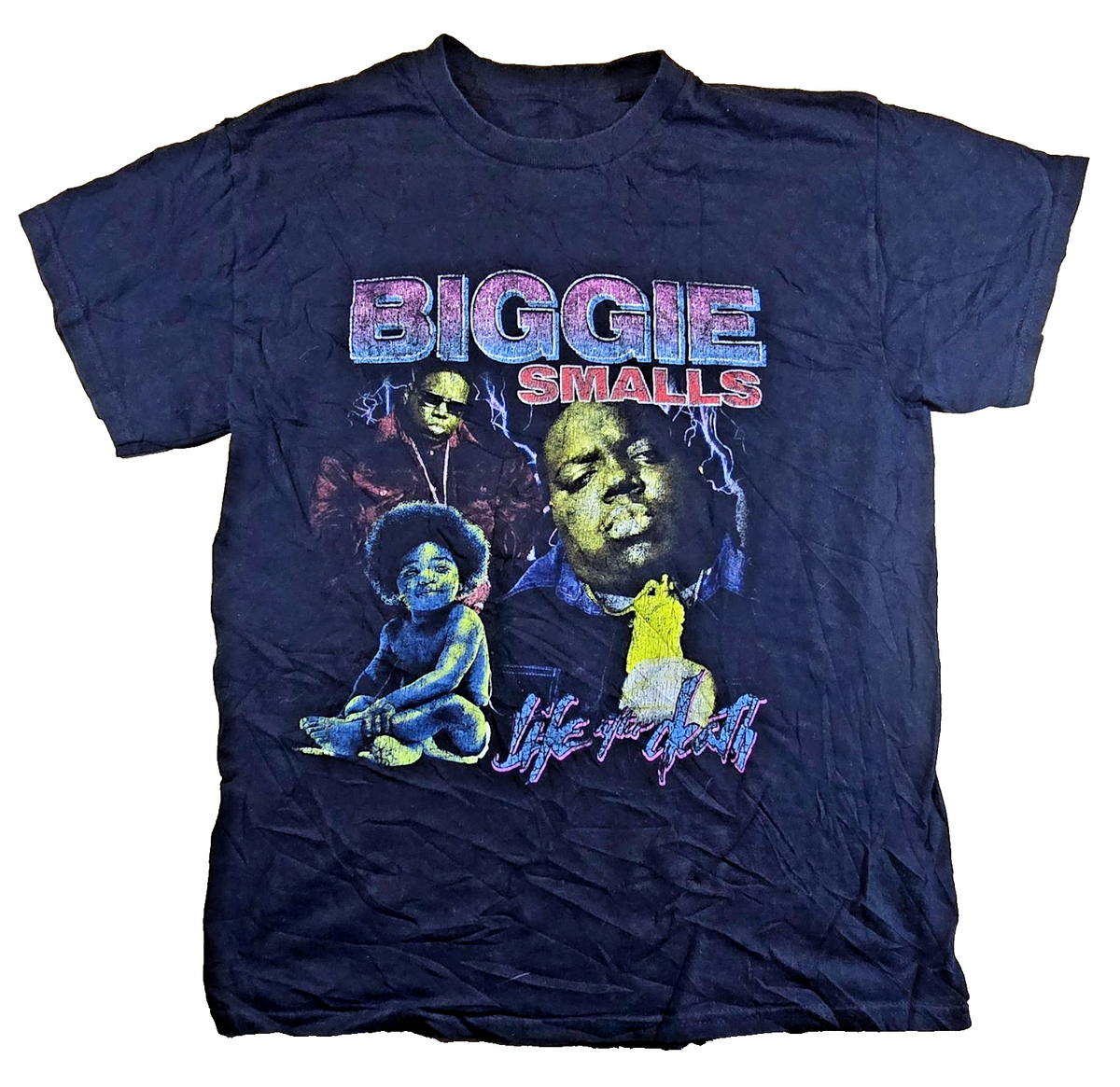 Biggie Smalls T Shirt Black Notorious BIG Hip Hop Rap Graphic Tee No Size Tag