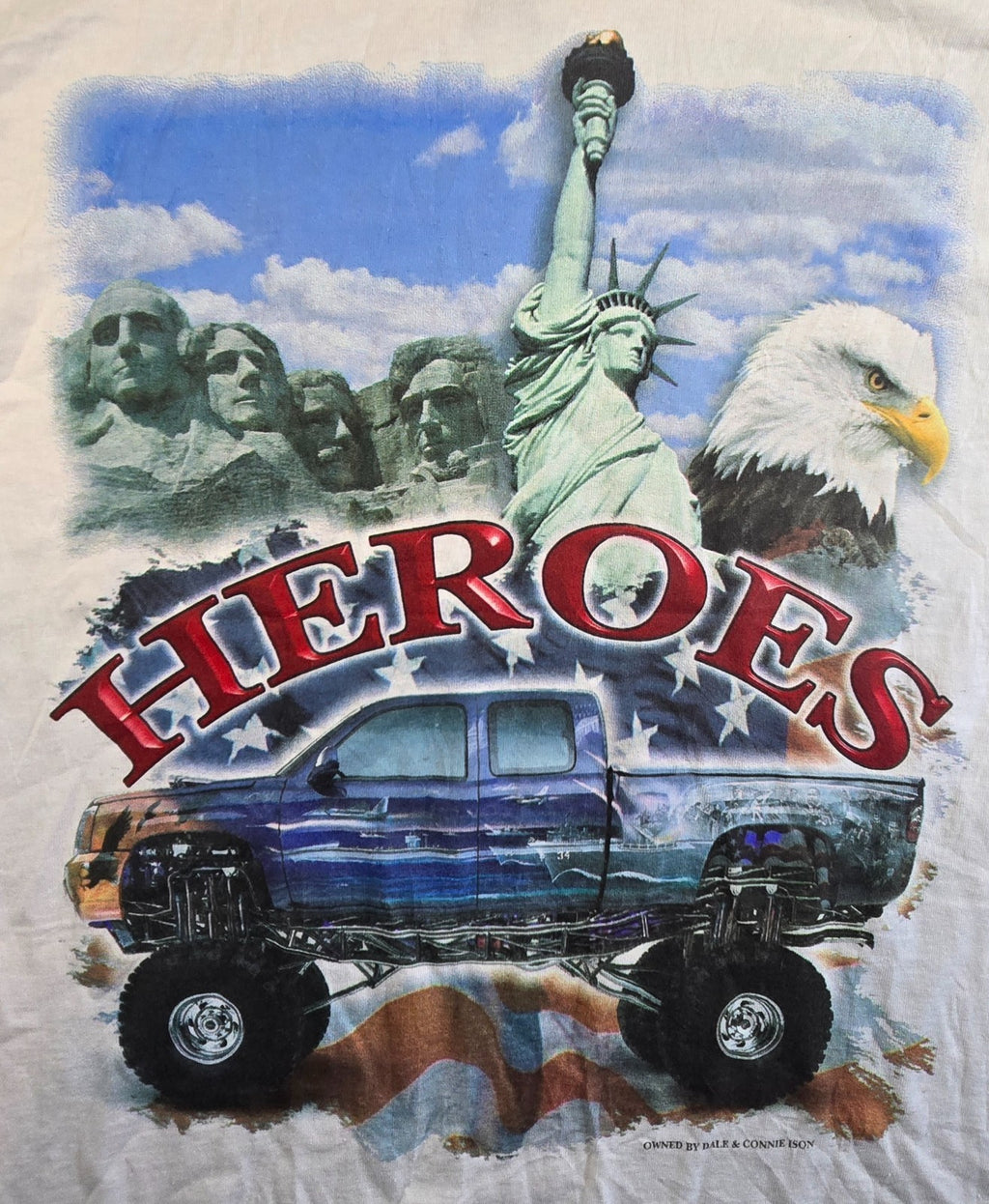 Heroes American USA T Shirt Small S White Monster Truck Eagle Patriotic Tee