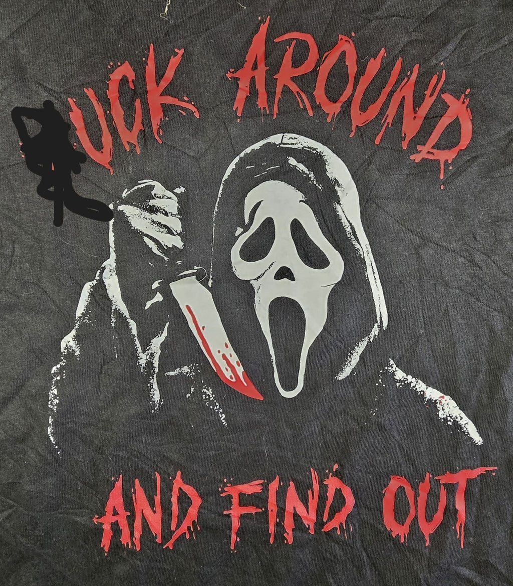 Ghost Face Scream T Shirt XL Black *uc* Around Find Out Horror Halloween Tee