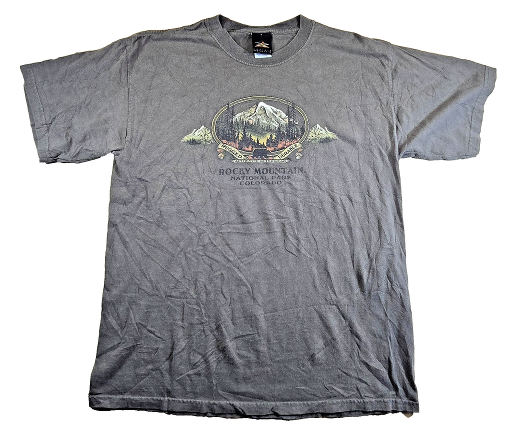 Prairie Mountain Rocky Mountain National Park T Shirt Large L Colorado Grey Tee