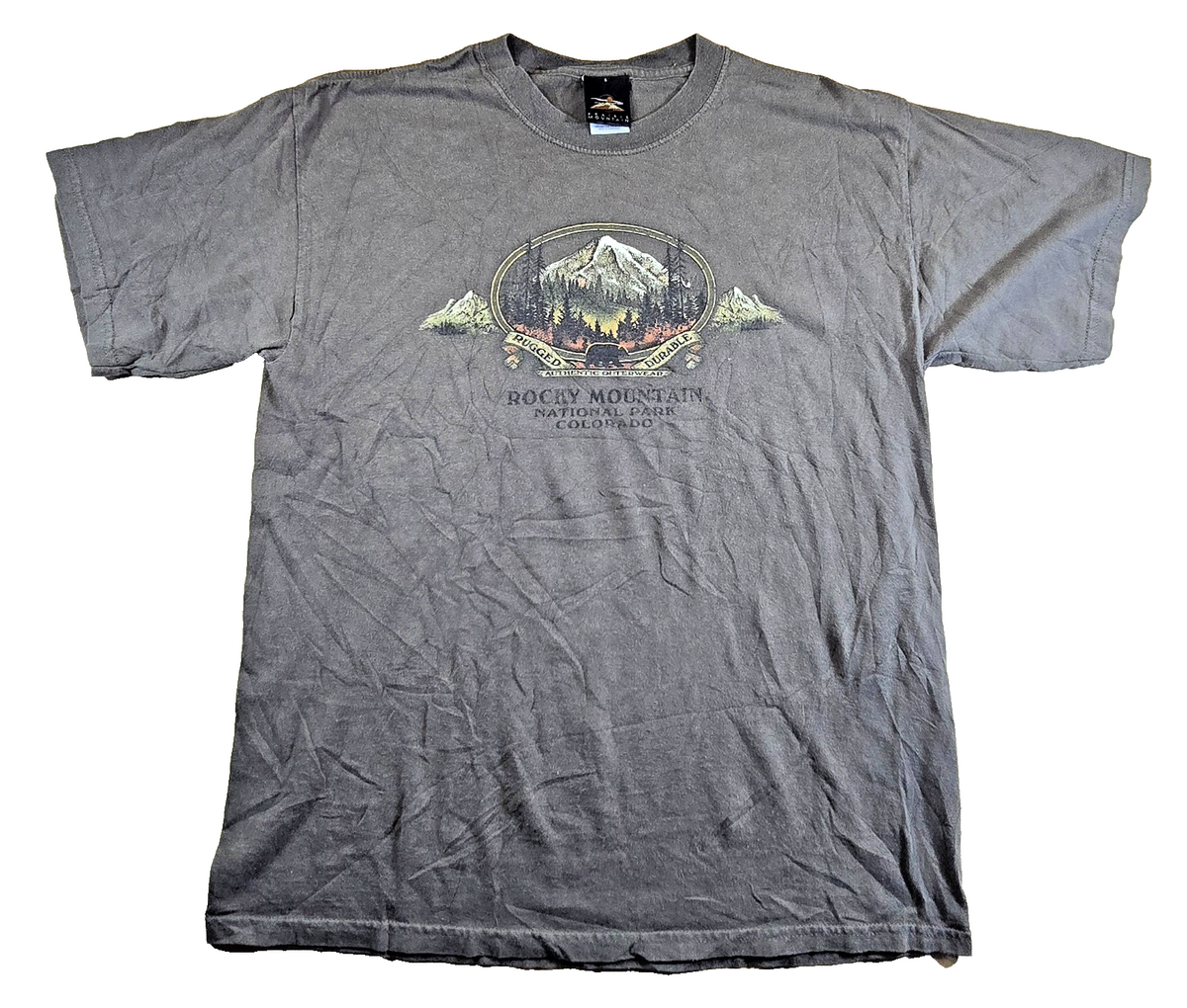 Prairie Mountain Rocky Mountain National Park T Shirt Large L Colorado Grey Tee