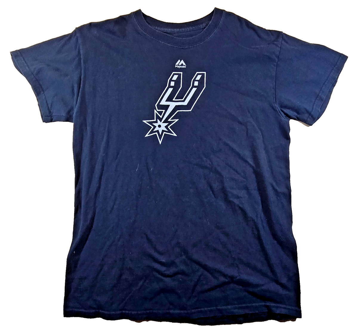 San Antonio Spurs T Shirt Majestic Black NBA Basketball Logo Tee Size S