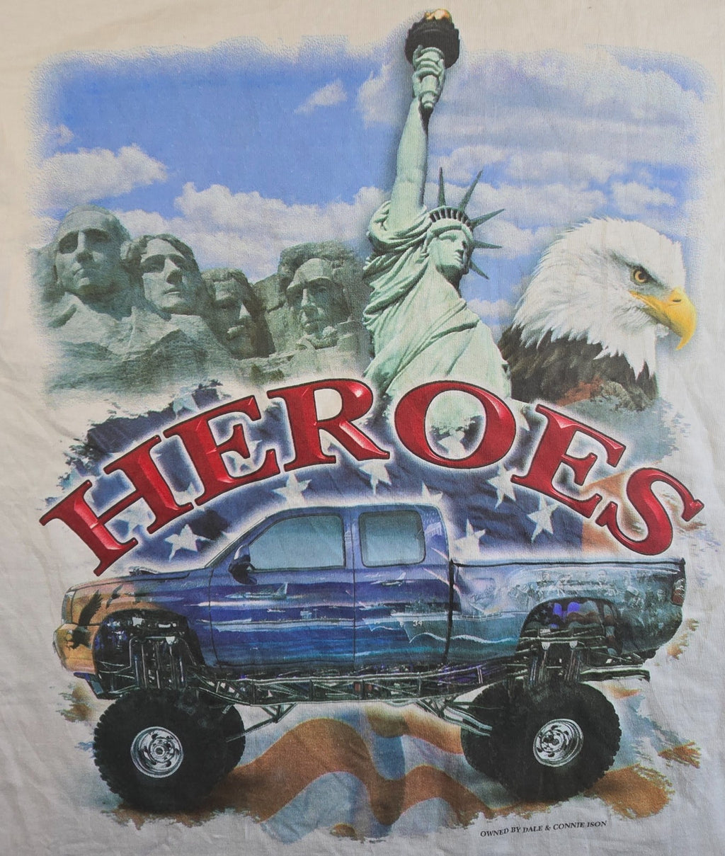 Heroes American USA T Shirt Small S White Monster Truck Eagle Patriotic Tee