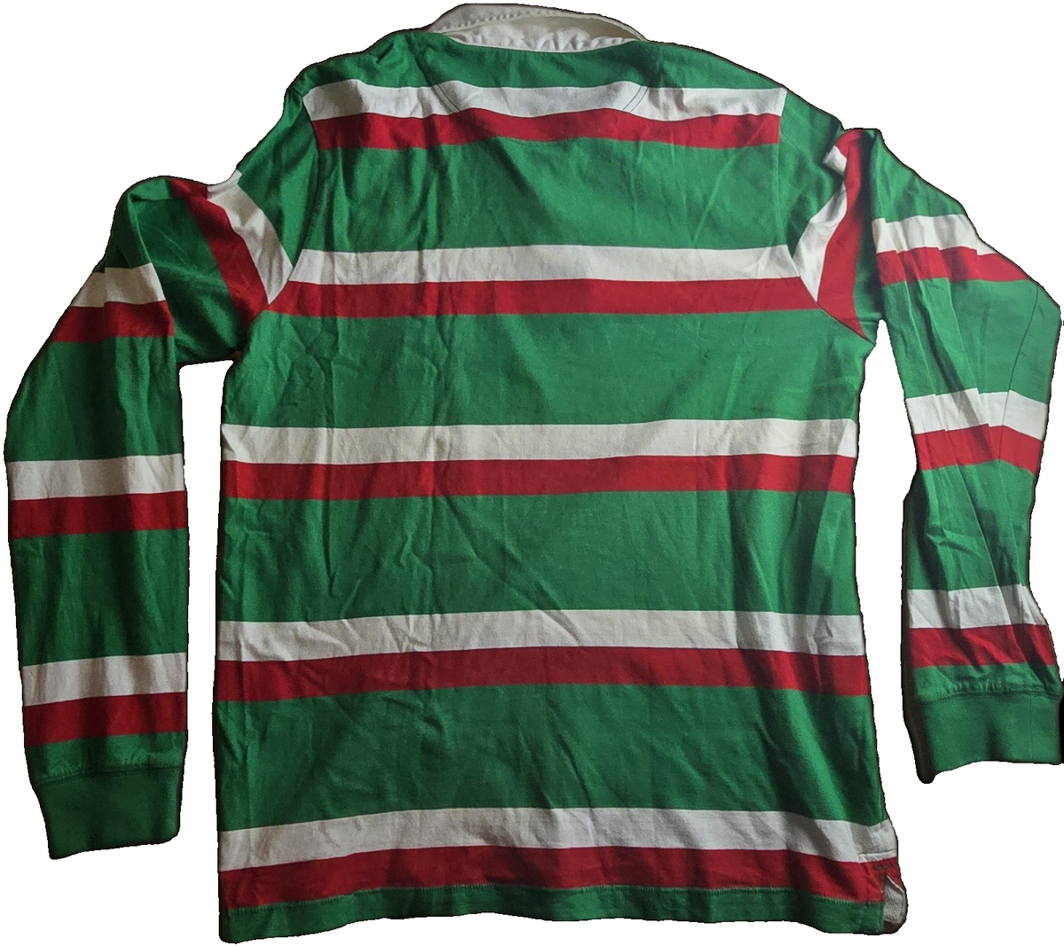 Zara Youth Y.R.C. 1984 Striped Rugby Jersey Long Sleeve Collar Green/Red Size XL