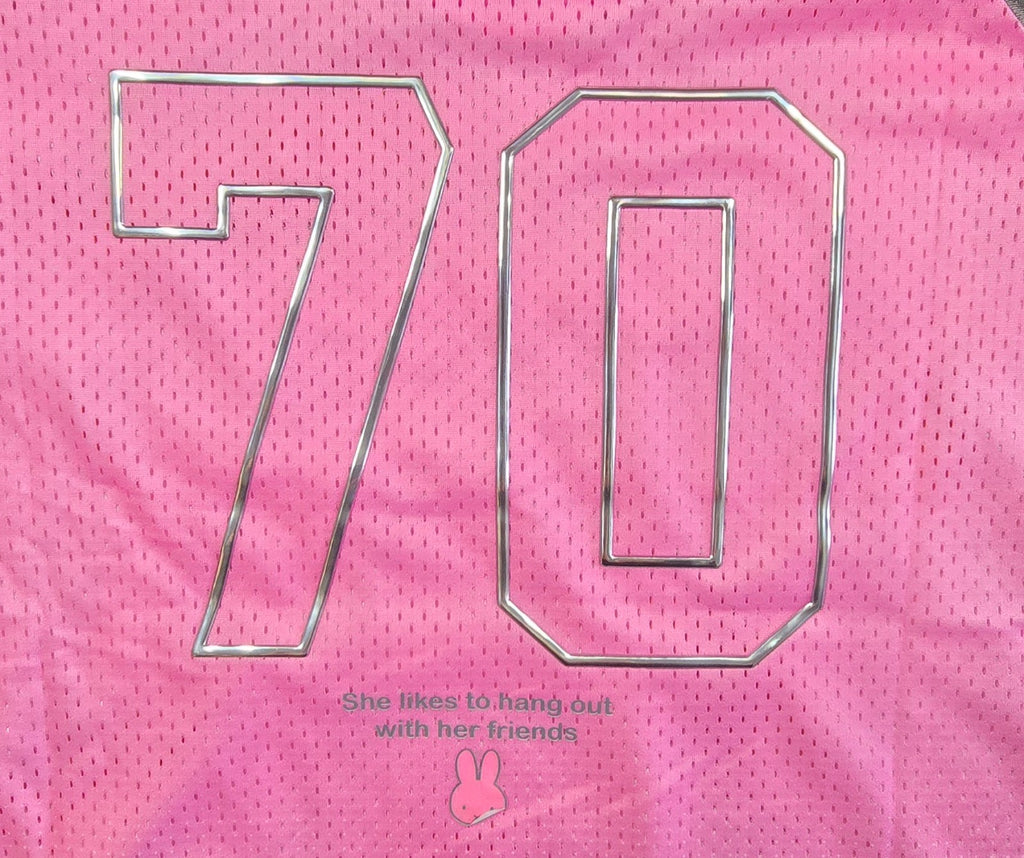Miffy 70th Anniversary Pink Mesh Jersey T Shirt Large L Number 70 Bunny Retro