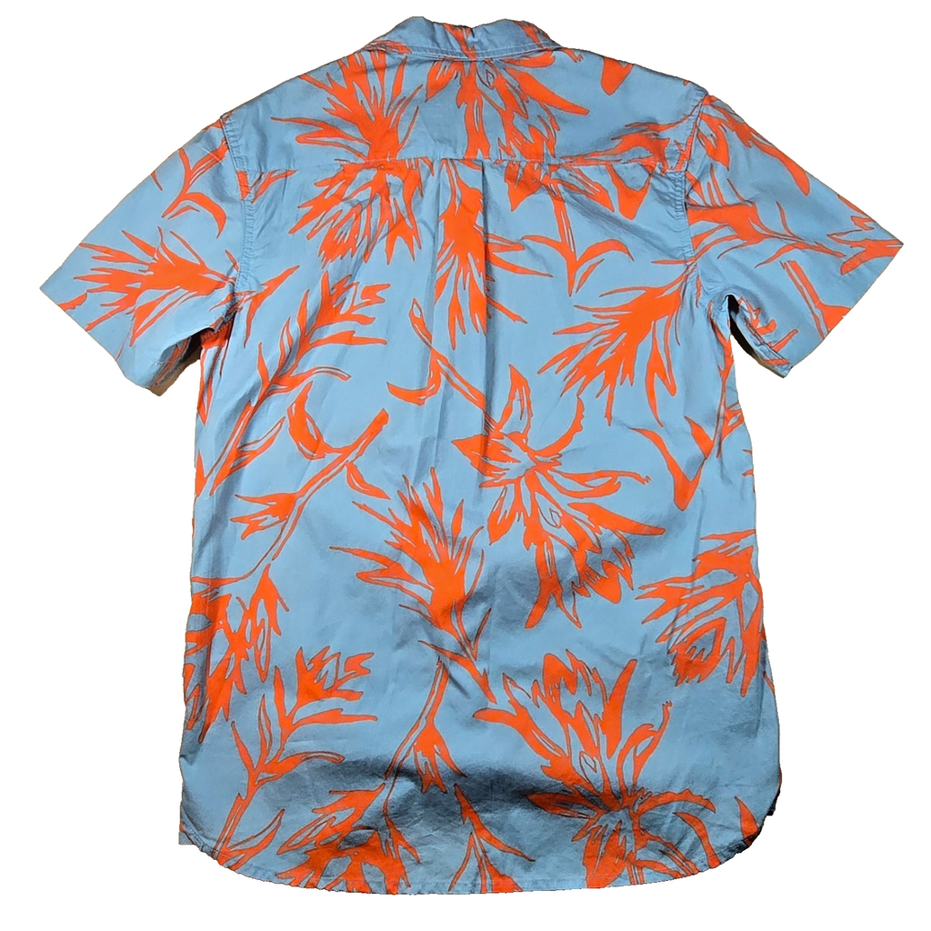 The North Face Hawaiian Floral Shirt Blue Orange Button Up US Small Asia Medium