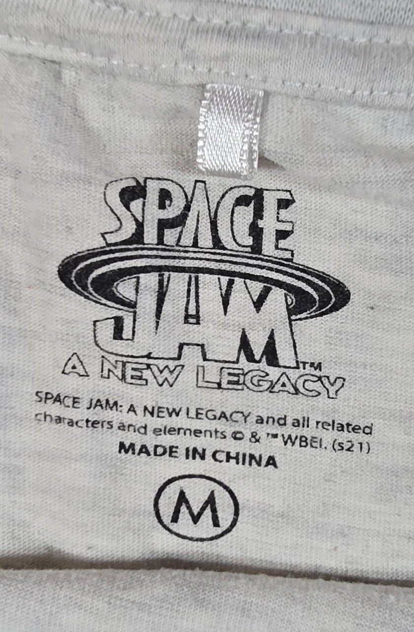 Space Jam Looney Tunes T Shirt Bugs Bunny Taz Daffy Duck Graphic Tee Grey Medium