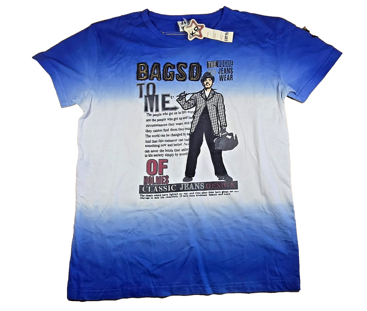 BAGSD Graphic T Shirt Blue White New With Tags Jeans Streetwear Fashion Tee lge
