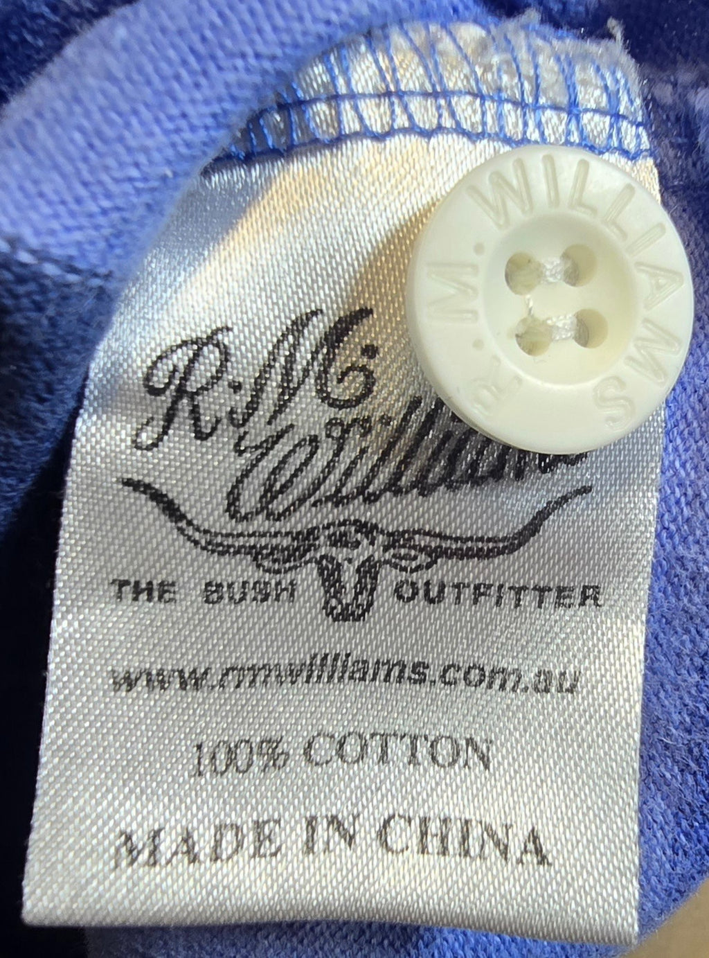 R.M. Williams Rugby Polo Shirt Size 12 Blue Stripe Long Sleeve Cotton
