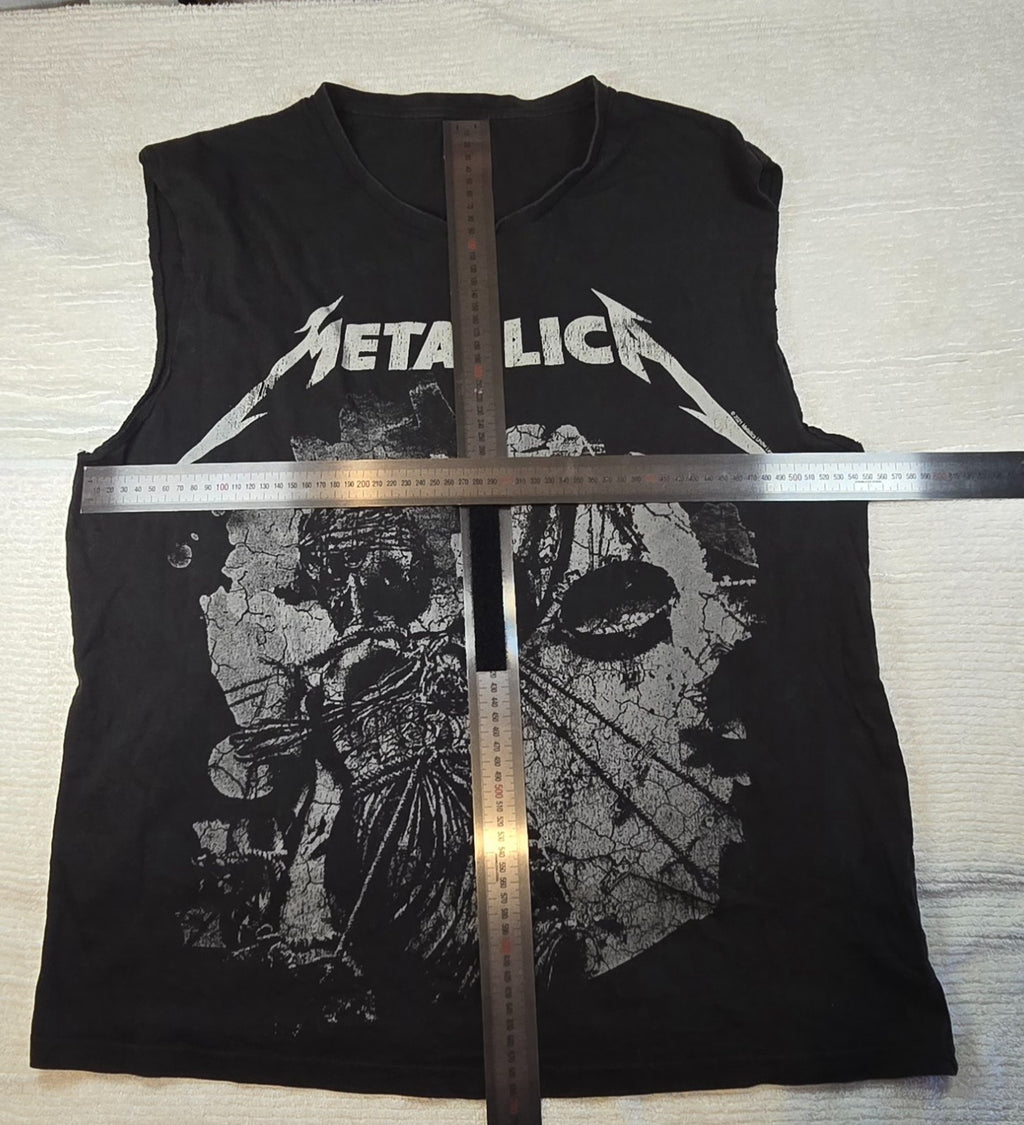 Metallica Sleeveless T-Shirt  XL Black Distressed Graphic Heavy Metal Band T