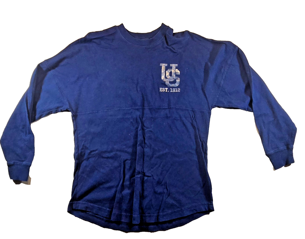 Universal Studios Spirit Jersey Small S Navy Blue Gold Logo Long Sleeve Shirt