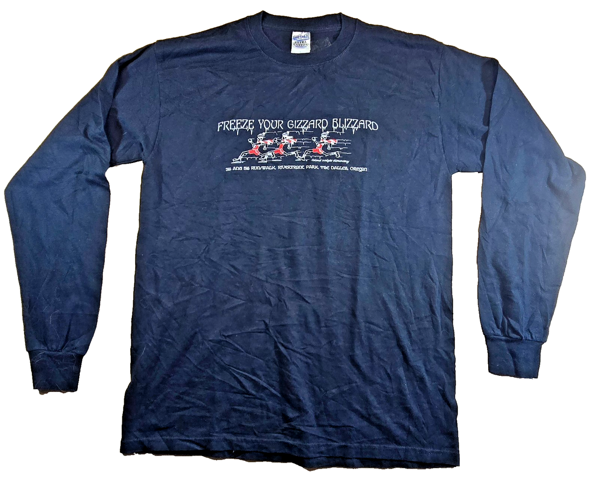 Gildan Ultra Cotton Large L Freeze Your Gizzard Blizzard Oregon Long Sleeve Tee