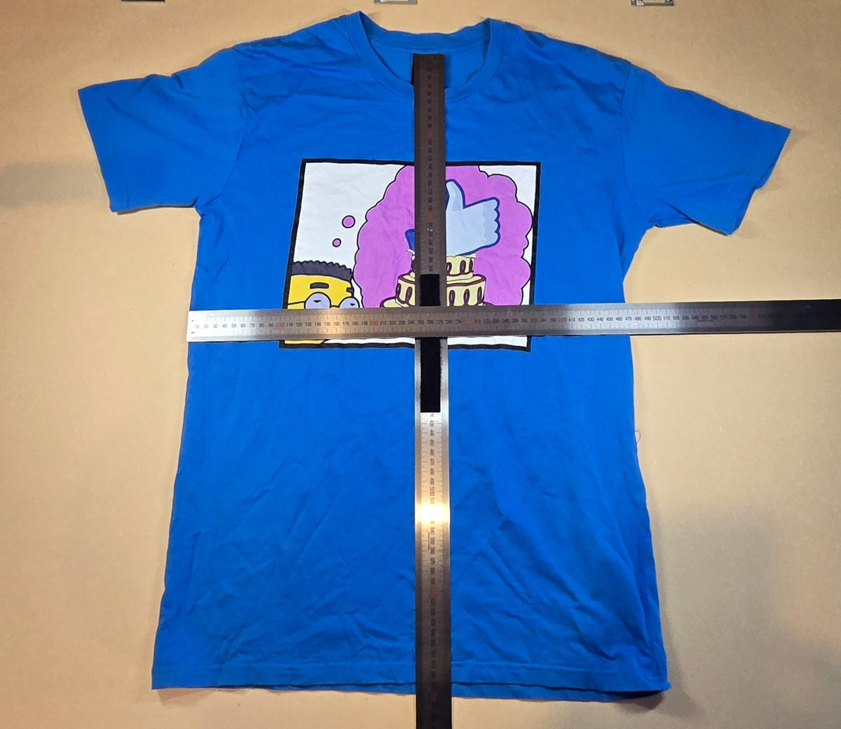 Bart Simpson T Shirt Facebook Like Cake Graphic Tee Blue Colour Funny Parody MED