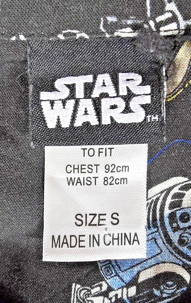 Star Wars Button Up Shirt Small S R2-D2 C-3PO Yoda TIE Fighter All Over Print