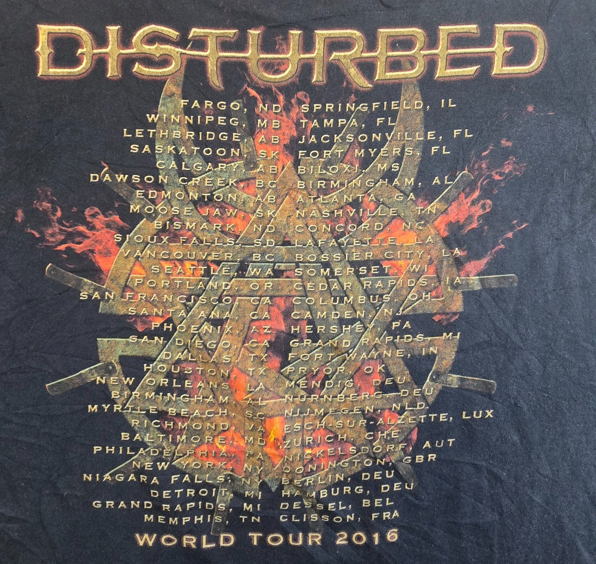 Disturbed T Shirt XL Black The Vengeful One World Tour 2016 Heavy Metal Band XL