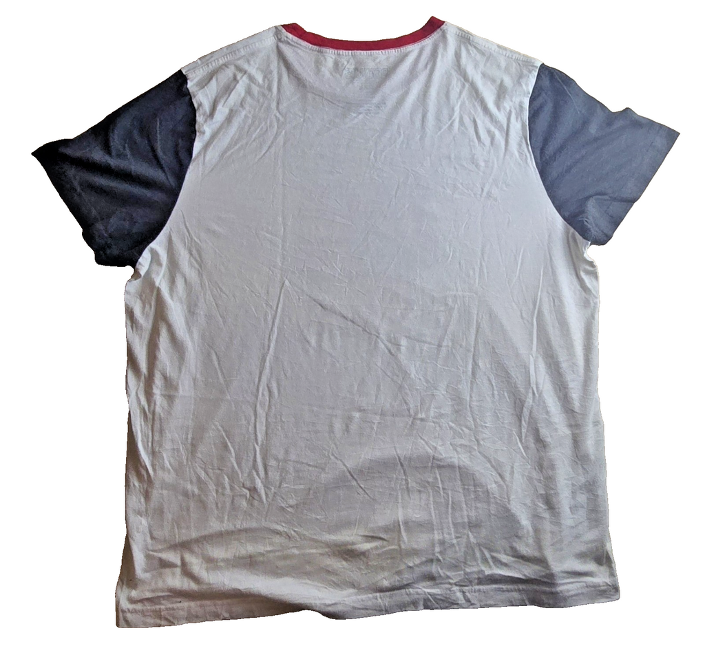 Peanuts Men's Snoopy Graphic Ringer T-Shirt White/Red/Grey Crew Neck 2XL