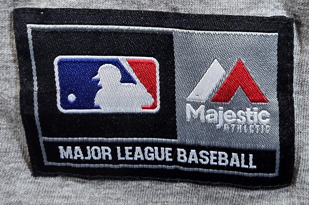 LA Dodgers T Shirt Small S Grey Majestic MLB Baseball Double Sided Logo Tee