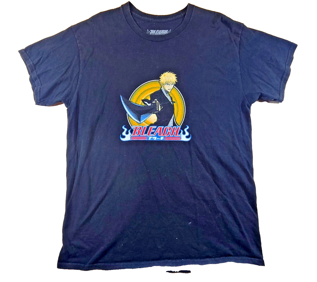 Bleach Anime T Shirt Medium M Black Ichigo Kurosaki Gotei 13 Double Sided Tee