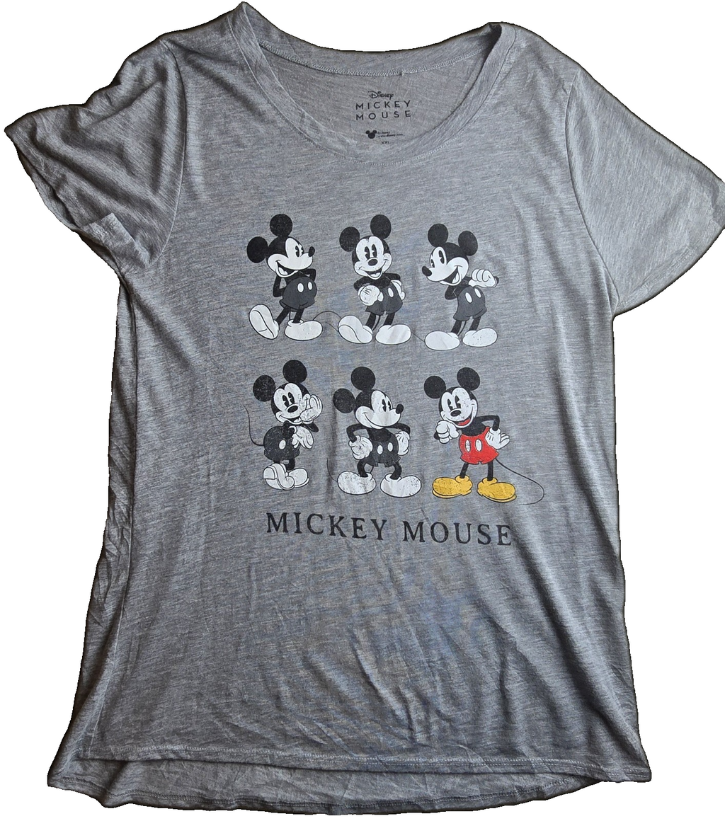 Grey Disney Mickey Mouse Tshirt  Size XXL. Cotton Blend. Short Sleeve