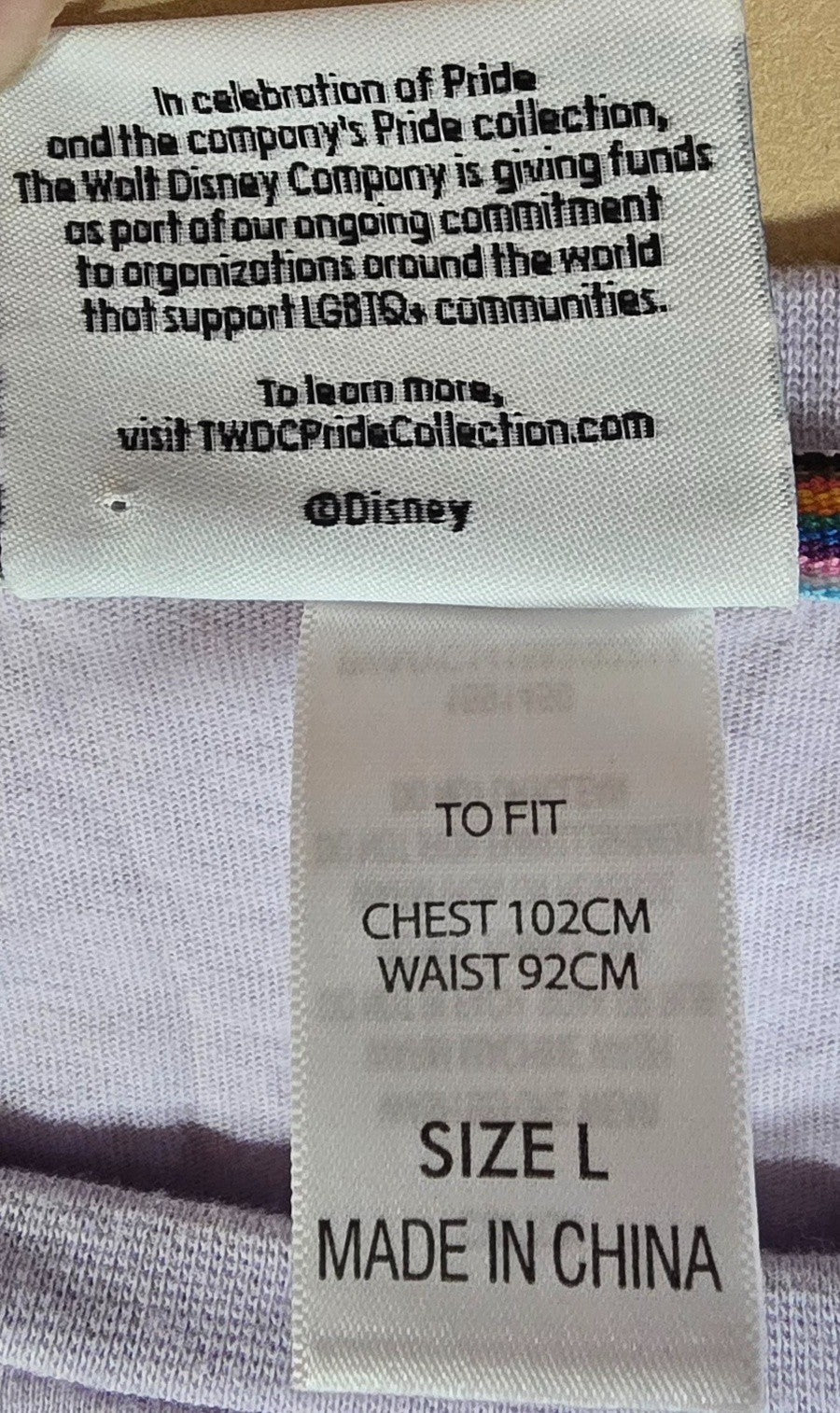 Disney Pride Collection Mickey Mouse T Shirt Rainbow Graphic Tee Purple LGBTQ LG
