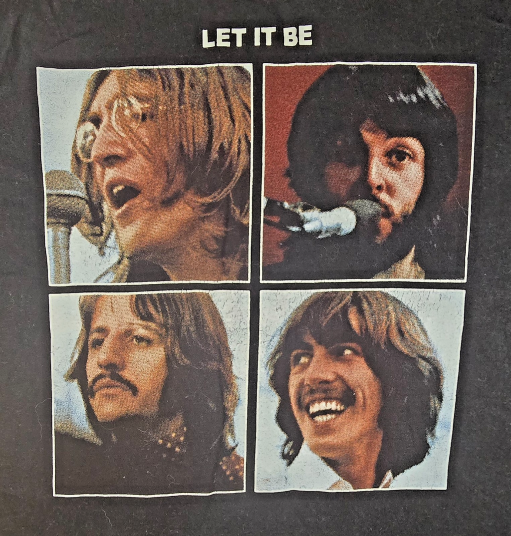 The Beatles Let It Be T Shirt Large Black Classic Rock Band Double Sided Graphic