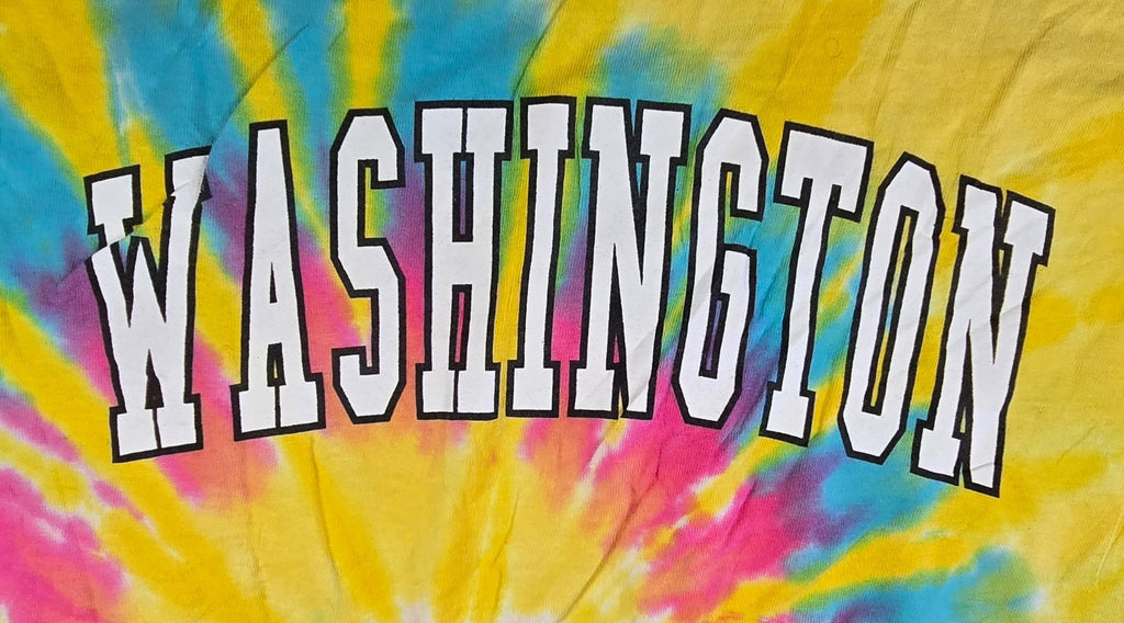 Washington T Shirt Medium M Tie Dye Colortone Yellow Pink Blue Graphic Tee