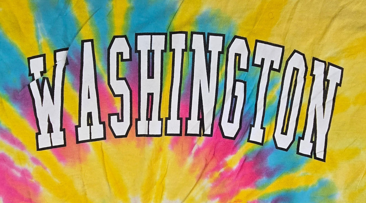 Washington T Shirt Medium M Tie Dye Colortone Yellow Pink Blue Graphic Tee