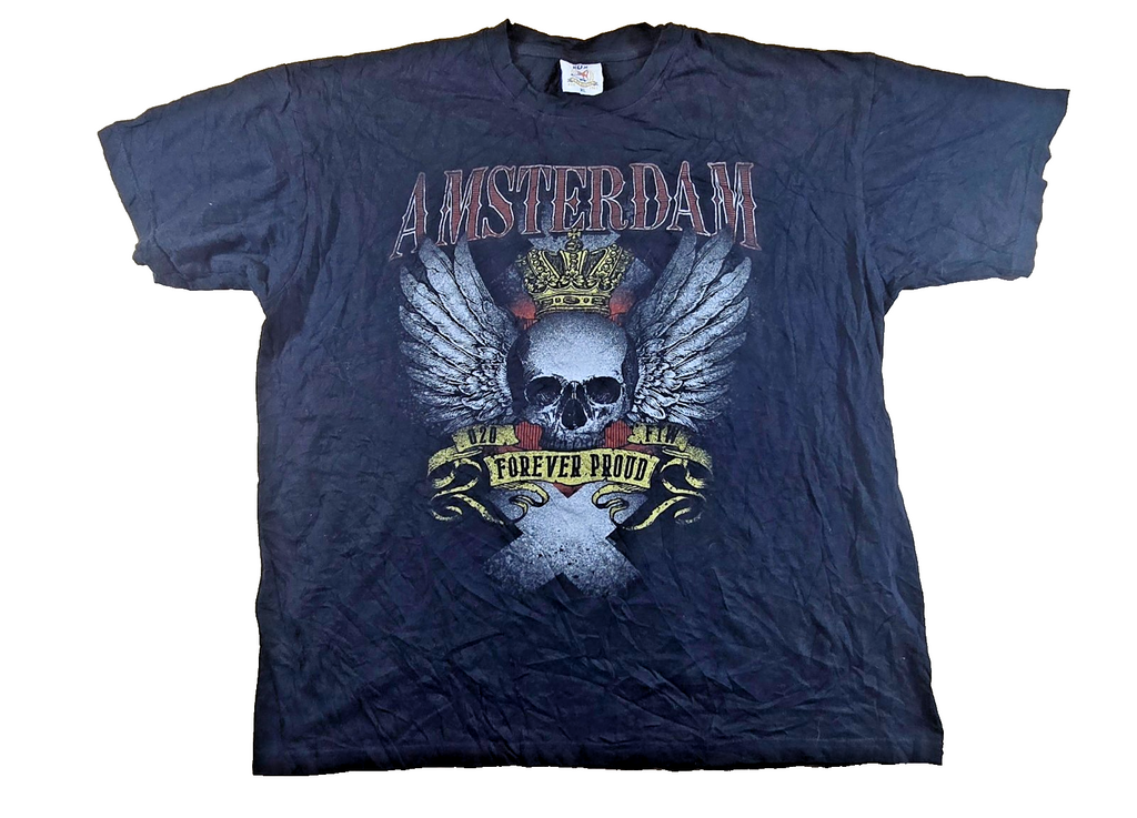 Amsterdam T Shirt XL Black Fox Originals Skull Wings Crown Forever Proud Tee