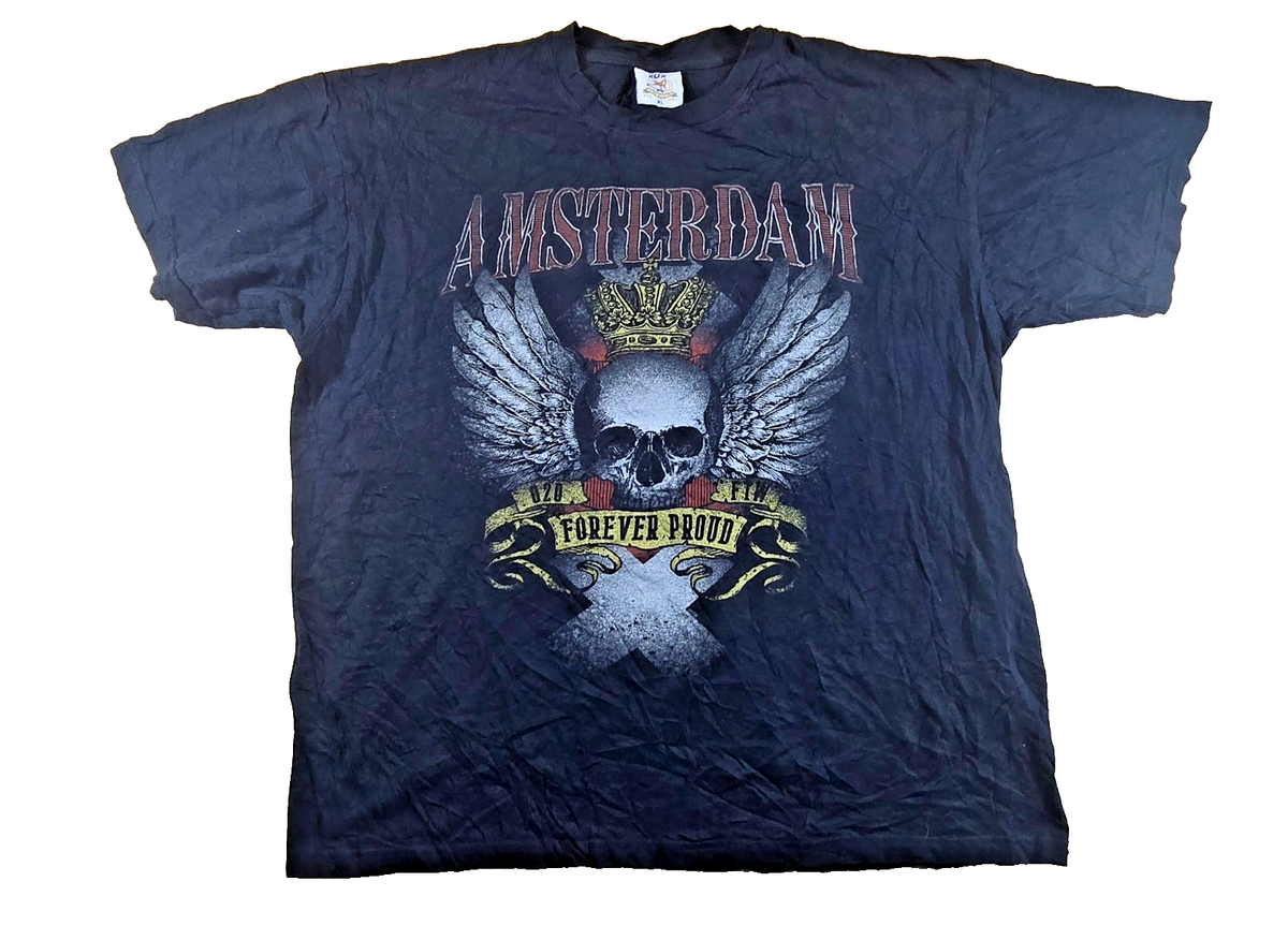 Amsterdam T Shirt XL Black Fox Originals Skull Wings Crown Forever Proud Tee