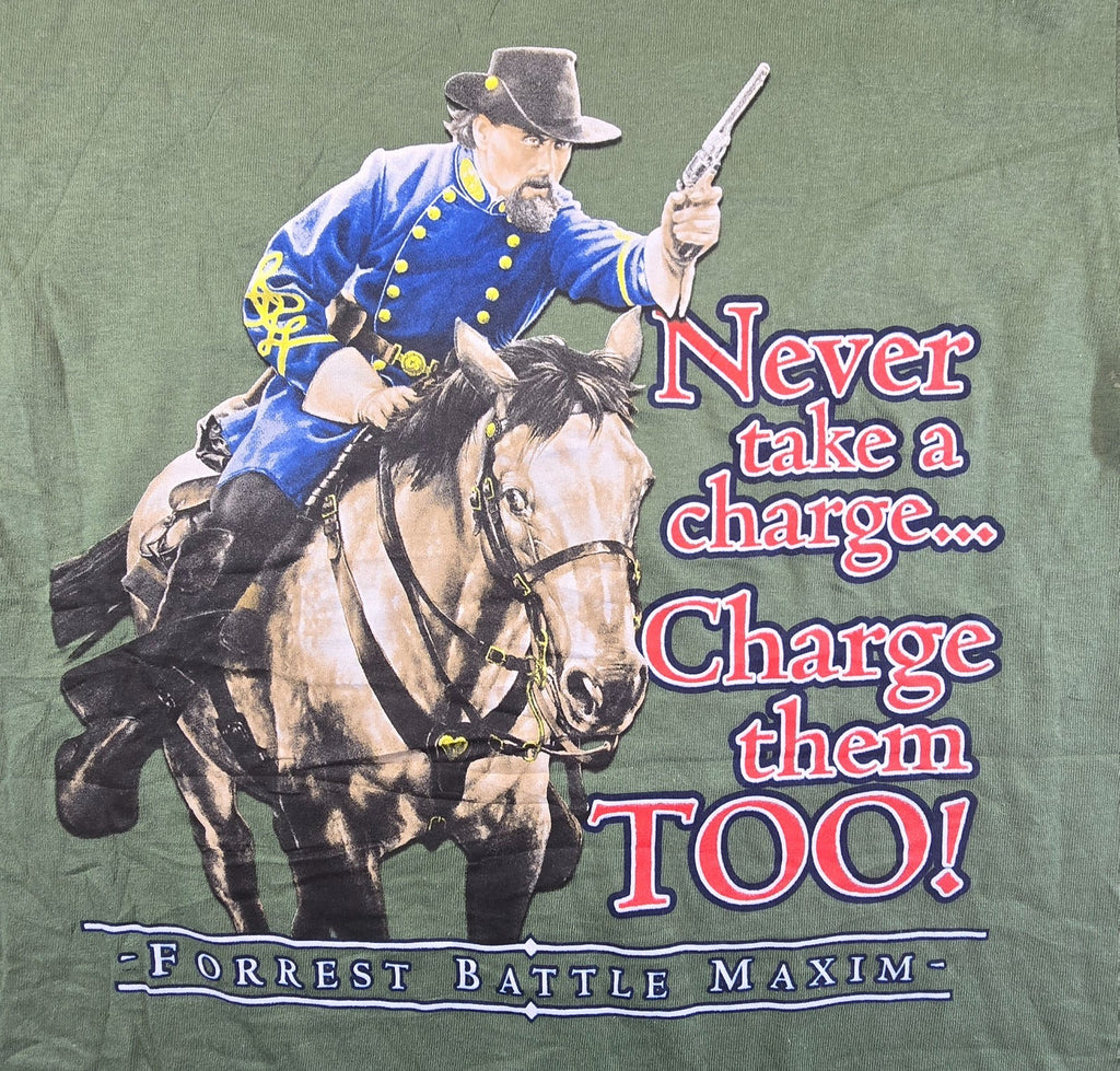 Forrest Battle T Shirt Gildan Heavy Cotton Green Civil War Cavalry Tennessee Sm