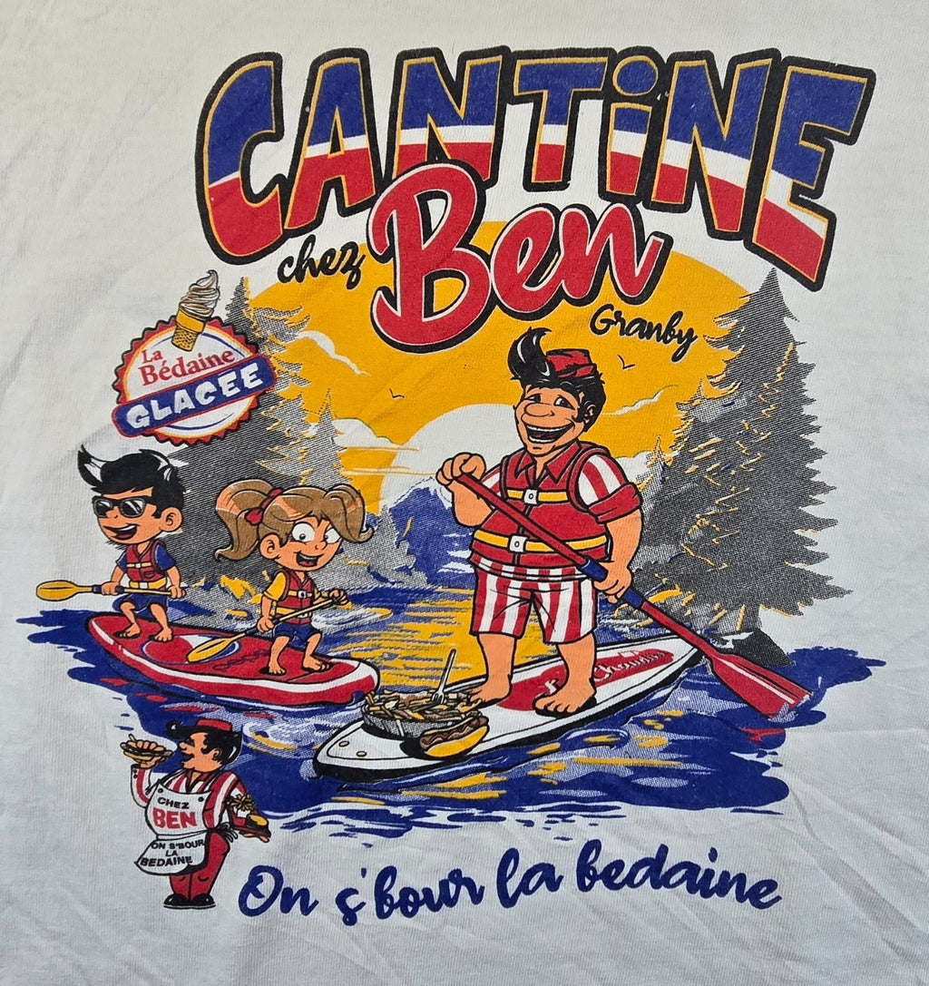 Cantine Chez Ben Granby T Shirt Medium M White Quebec Canada Cartoon Tee