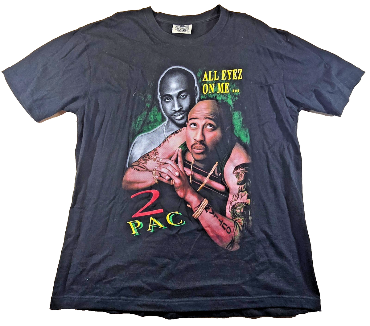 2Pac Tupac Shakur T Shirt 2XLarge  Black All Eyez On Me Rap Hip Hop Double Sided