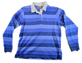 R.M. Williams Rugby Polo Shirt Size 12 Blue Stripe Long Sleeve Cotton